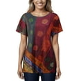 thumbnail image 3 of Summer Short Sleeve Tunic Tops for Women High Low Hem Vintage Print Shirts Loose Pullover T-shirt Ladies Plus Size Round Neck Blouse Tee, 3 of 6