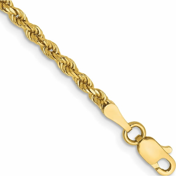 14K Yellow Gold 2.25mm Diamond-Cut Rope Chain Anklet (10 X 2.25) Made In Peru 018l-10