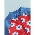 thumbnail image 6 of FEORJGP Infant Baby Girl Summer Zipper Swimsuits Long Sleeves Swimwear Jumpsuit Half Stand Collar Bodysuit Floral Print Rompers Beachwear for Toddler Bathing Suits, 6 of 9
