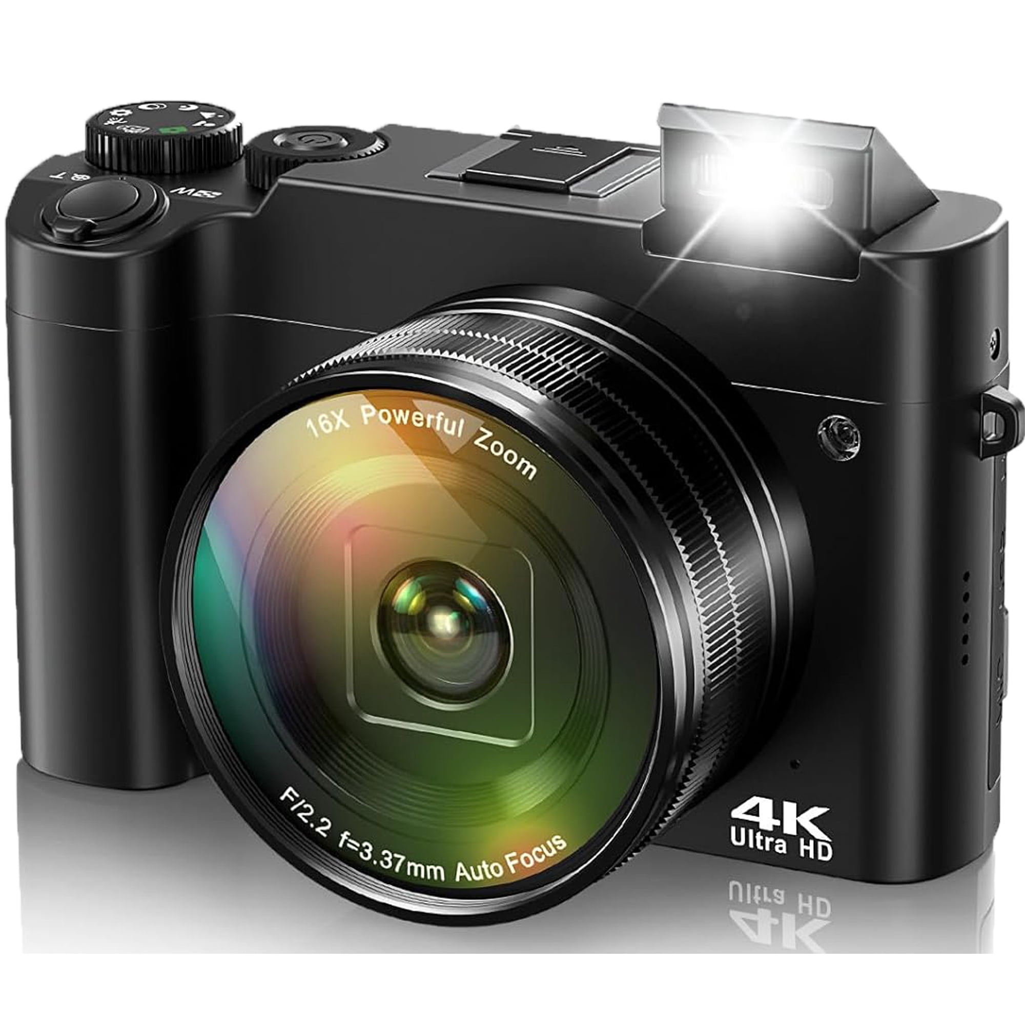 ACTITOP 4K Digital Camera, 64MP Vlogging Camera, Dual Lens, 16x