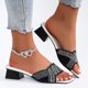 thumbnail image 2 of Bmisegm Women Sandals Fashionable New Pattern Bright Diamond Decorative Square Toe Open Toe Breathable Square Heel Comfortable Lightweight Non Slip Summer Casual Shoes Sandals Women Summer Black 9, 2 of 9