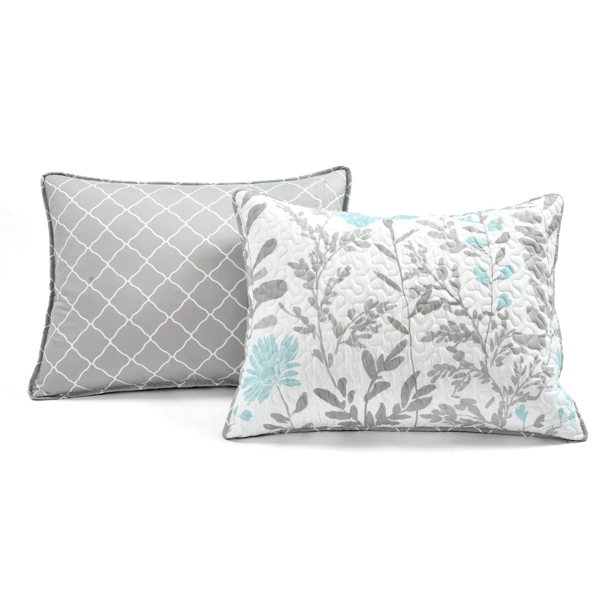 Lush Decor 100% Polyester Aprile Reversible Quilt Blue/Gray 3Pc Set Full/Queen