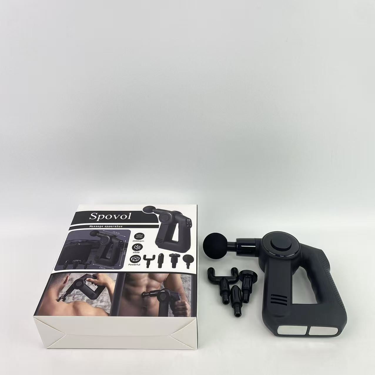 Spovol Massage apparatus,Quiet Deep Tissue Therapy Massage Gun - Bluetooth Enabled, Electric Percussion Massage Gun & Personal Massager for Pain Relief in Neck (Black - 5th Gen)