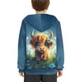thumbnail image 5 of DISNIMO Cow Flower Boy Hoodies Size 6-7 Pullover Hoodie for Girls and Boys Streetwear Hoodie Long Sleeve for Children Hooded Sweatshirt with Front Pocket Kids Fall Sweatshirts Casual Blue, 5 of 7