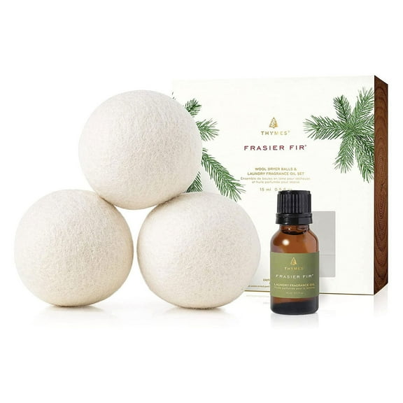 Thymes Wool Dryer Balls And Laundry Fragrance Oil Set Frasier Fir 0.5oz