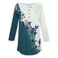 thumbnail image 5 of Green Young Adult Tops 3/4 Length Sleeve Womens Tops 2025 Spring Neck Casual Print Tunic T Shirts Three Quarter Length Womens Tops Plus Size Tops for Women, 5 of 5
