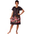 thumbnail image 2 of Women's Floral Printed Short-Sleeve Lounger Nightgown Sleepwear, 2X-Large Black, 2 of 5