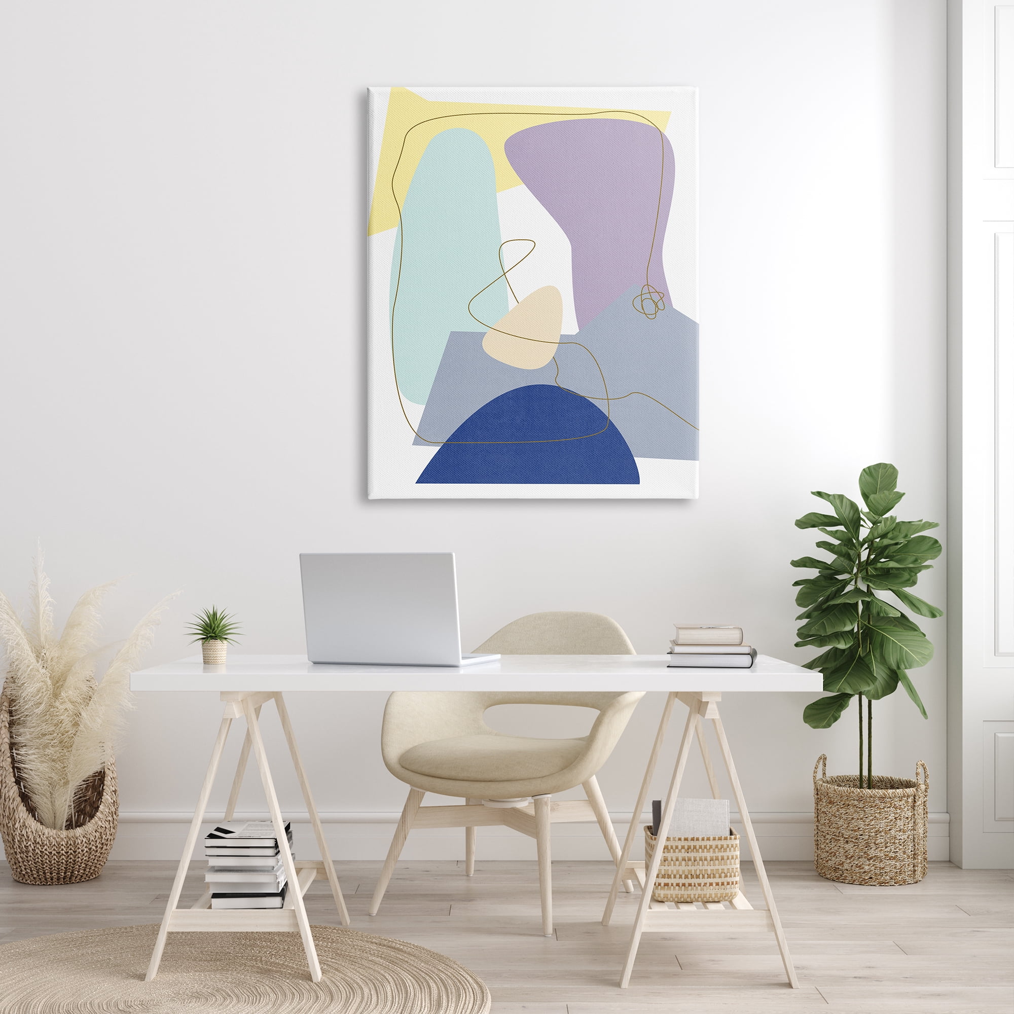 Stupell Industries Modern Contrasting Shape Abstraction Blue Purple Green, 36 x 48, Design by Melissa Wang