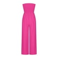 thumbnail image 6 of Gaecuw Womens Jumpsuits Casual Dressy Sleeveless Off the Shoulder Strapless Overall with Pockets Band Collar Solid Onesie One Piece Outfits Casual Loose Long Pants Wide Leg Summer Romper Ankle Length, 6 of 6