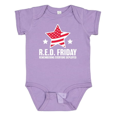 

Inktastic Red Friday Remembering Everyone Deployed with Red American Flag Gift Baby Boy or Baby Girl Bodysuit