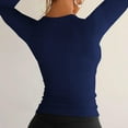 thumbnail image 2 of Felirenzacia Women’s Ribbed Knit Undershirt, Fitted Scoop Neck Long Sleeve Sweatshirt, Stretch Slim Fit Pullover Shirt, S-XL, 2 of 5