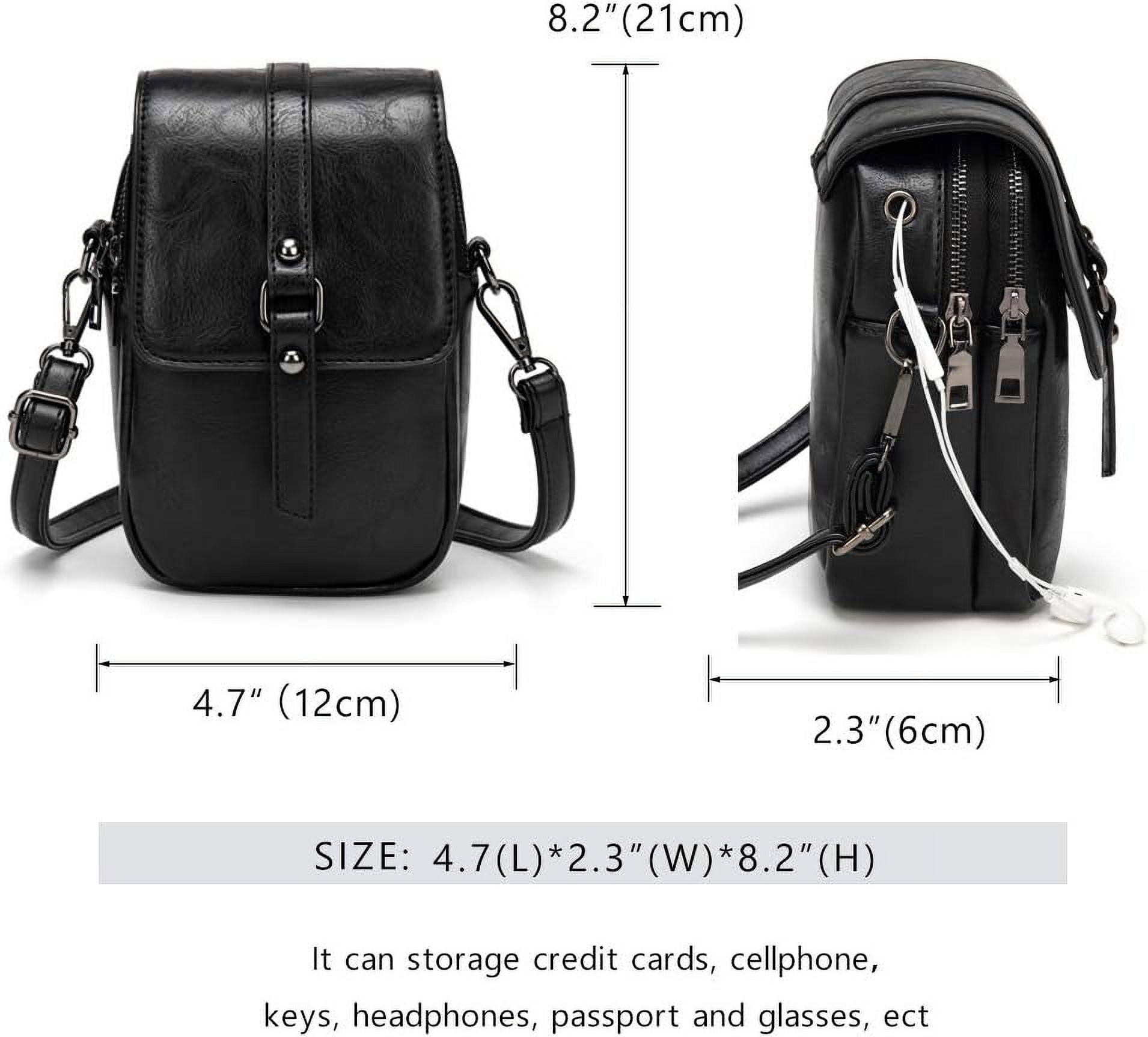Vintage Crossbody Phone Bag for Women, Small Leather Shoulder Purse and Handbag with Tassel&Rivet Decoration