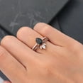 thumbnail image 2 of Pear Black Rutilated Quartz Engagement Ring Set IN 14K Rose Gold Vermeil- Vintage Diamond Black Onyx Promise Marriage Bridal Anniversary Set, 2 of 6