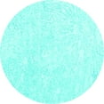 thumbnail image 1 of Ahgly Company Machine Washable Indoor Round Solid Turquoise Blue Modern Area Rugs, 4' Round, 1 of 4
