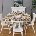 thumbnail image 2 of Beige Christmas Gift Pattern Round Tablecloth 60"x60",Wrinkle Wipeable Table Cloth for Kitchen Dining Room Picnic Patio Party, 2 of 6