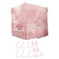 thumbnail image 1 of Luxury Princess Bed with 3 Side Openings with Curtain, Canopy, Mosquito Net and Bedding (Pink M), 1 of 4
