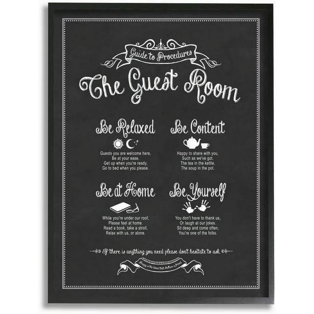 The Guest Room Guide Black Framed Wall Art, 11 x 14, Design by Artist Lettered and Lined