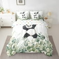 thumbnail image 2 of Funny Panda Bedding Comforter Sets 7pcs Green Eucalyptus Bed in a Bag, Woodland Animal Wildlife Twin Bedding Sets Botanical Plant Leaves Comforter Set, Cartoon Bear Bedding Sets, 2 of 6