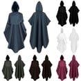 thumbnail image 3 of DuoJiaJ Adults Hooded Cape, Stand Collar Punk Style Cloak Black Sizes S-L, 3 of 5