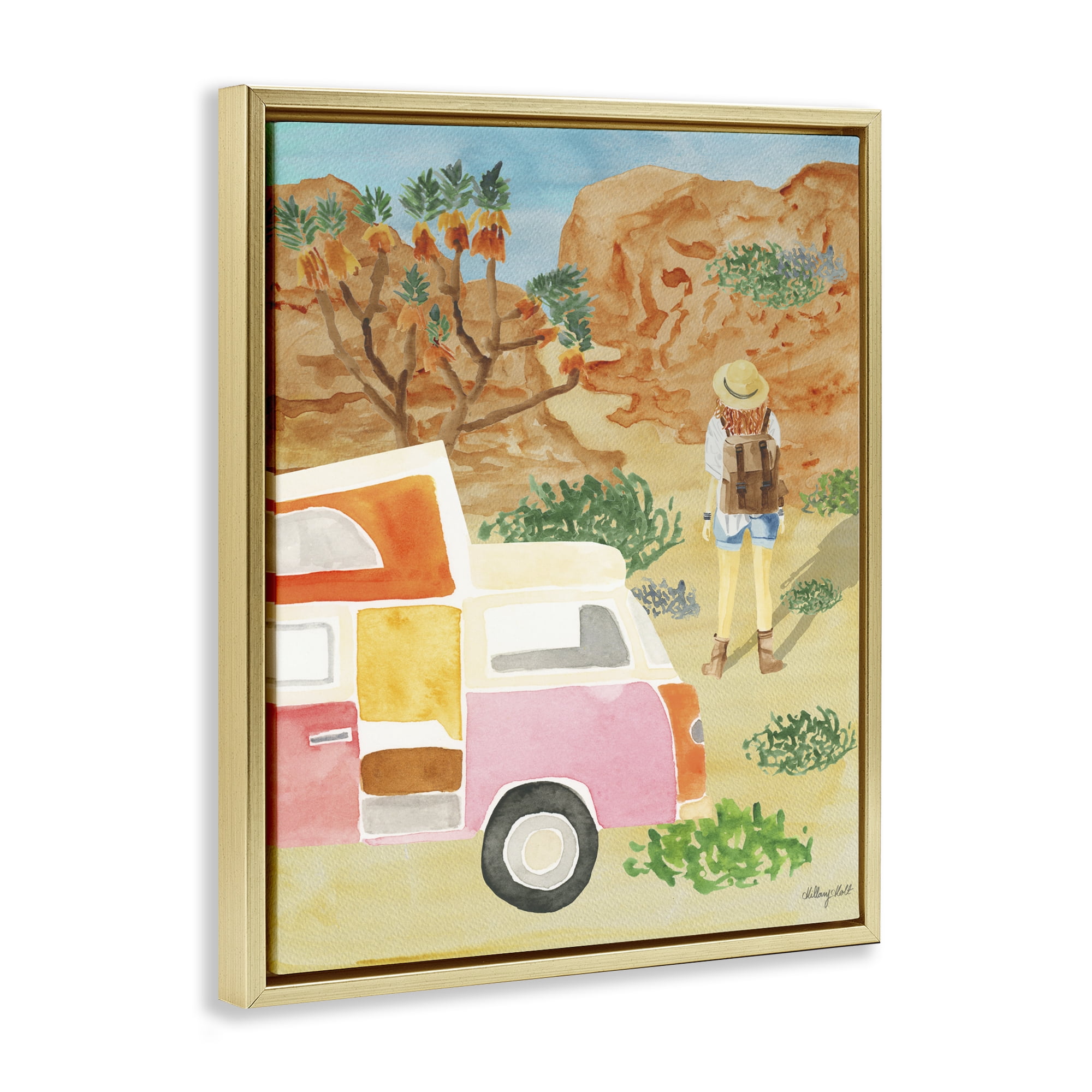 Stupell Industries Mojave Desert Road Trip Gold Framed Floater Canvas Wall Art, design by Hillary Holt