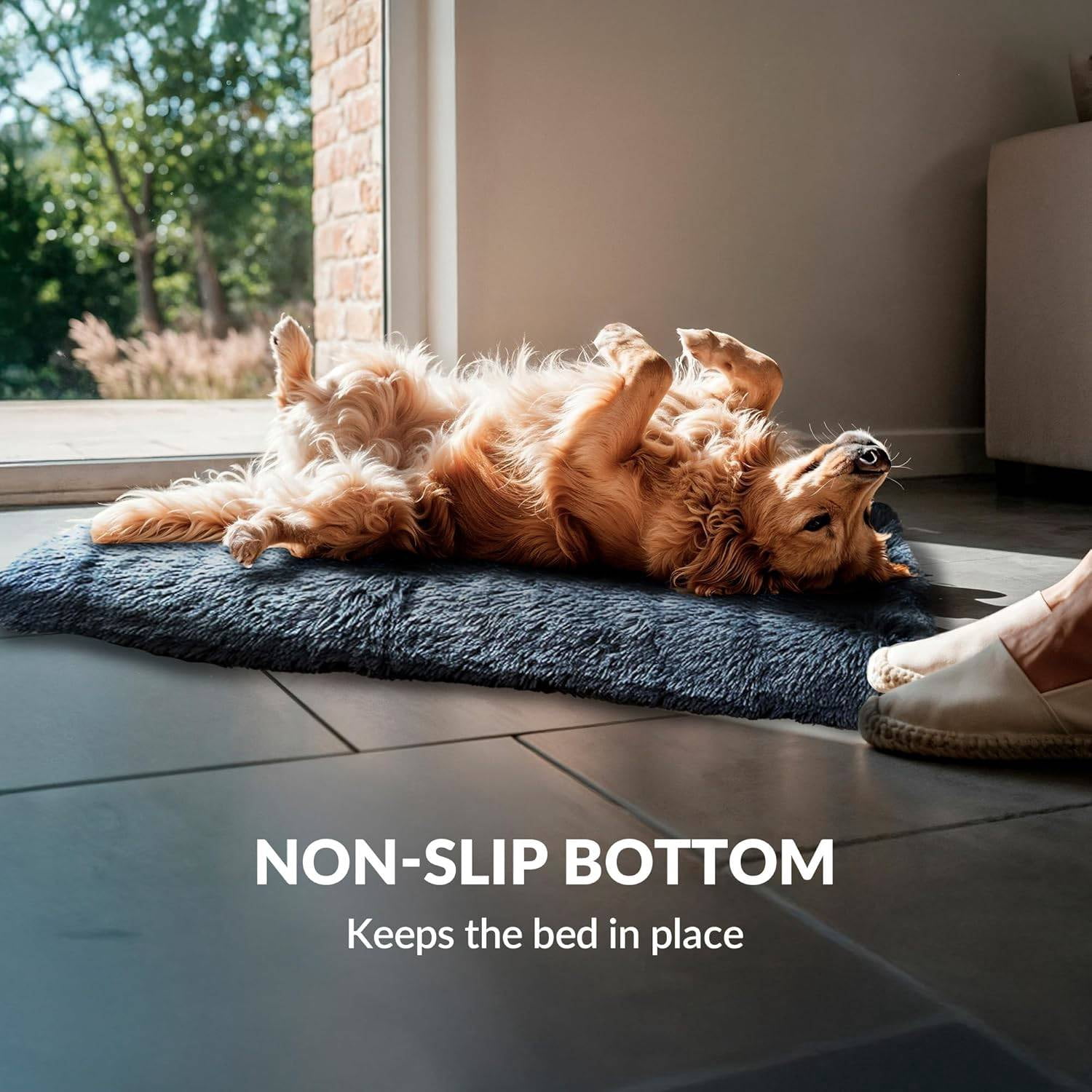 Dig Defence Large Plush Pet Bed, Soft Fluffy Surface, Removable Washable Cover with Waterproof Sleeve, Non Slip Bottom, Durable Dog Bed for Large Dogs