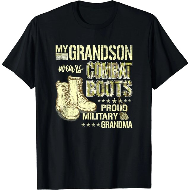 Camiseta para Abuela Orgullosa de su Nieto Militar - Diseño con Botas de Combate