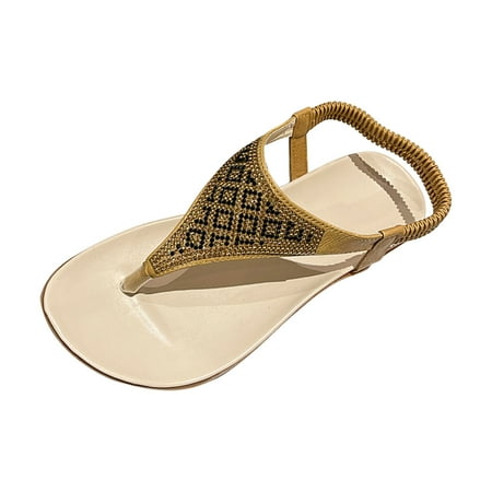

symoid Womens Flat Sandals Wide Width- New Summer Casual Comfort Open Toe Yellow Sandals for Ladies Size 9