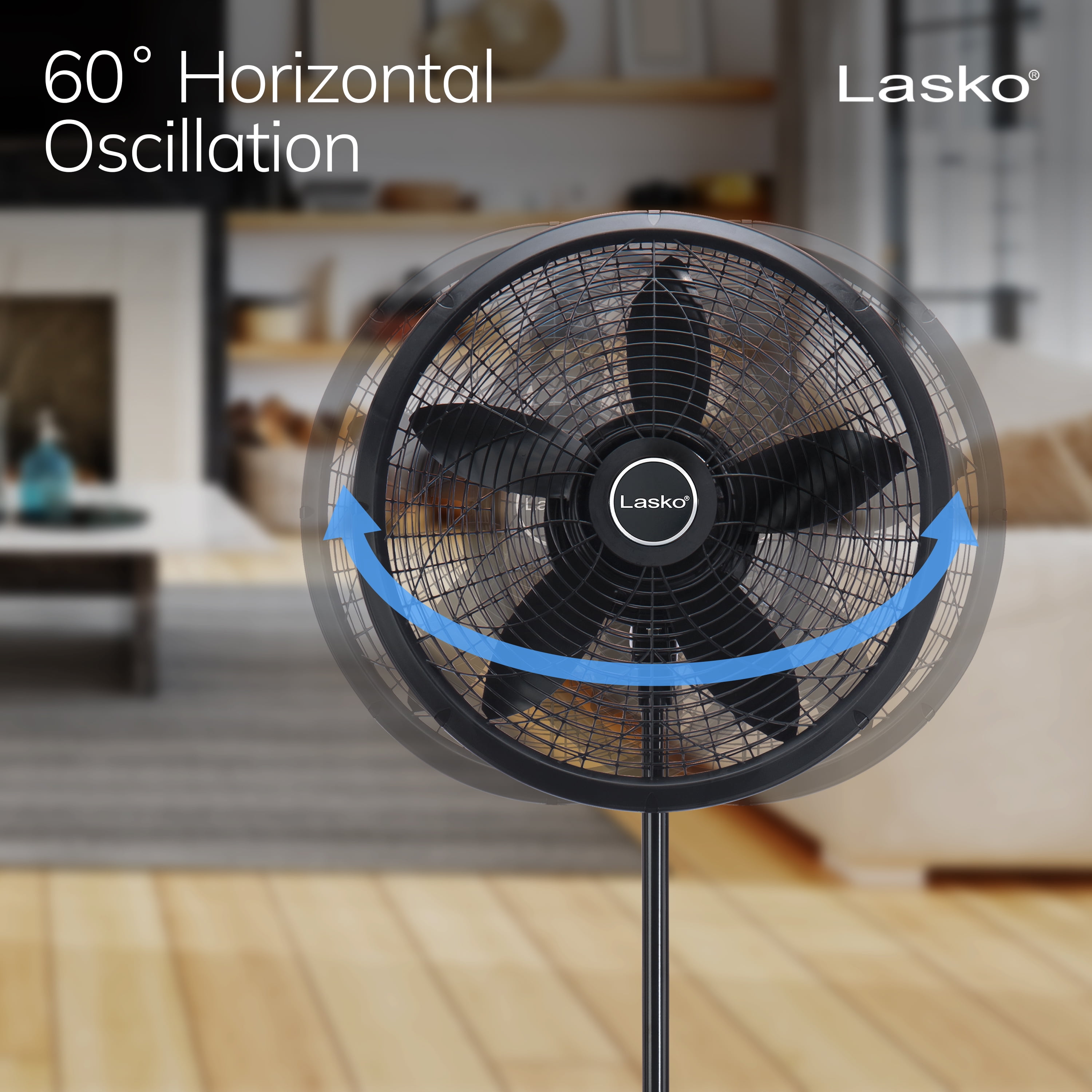 Lasko Elegance & Performance 18" 3-Speed Oscillating Pedestal Fan, Black, 1827