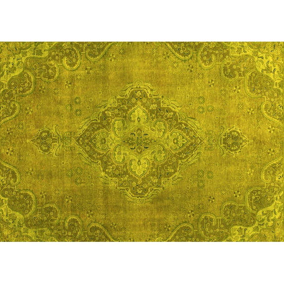 Ahgly Company Indoor Rectangle Abstract Yellow Modern Area Rugs, 8' x 10'