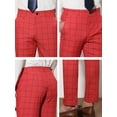 thumbnail image 6 of INSPIRE CHIC Men's Plaid Slim Fit Flat Front Dress Pants with Pockets 32 Red Black, 6 of 6