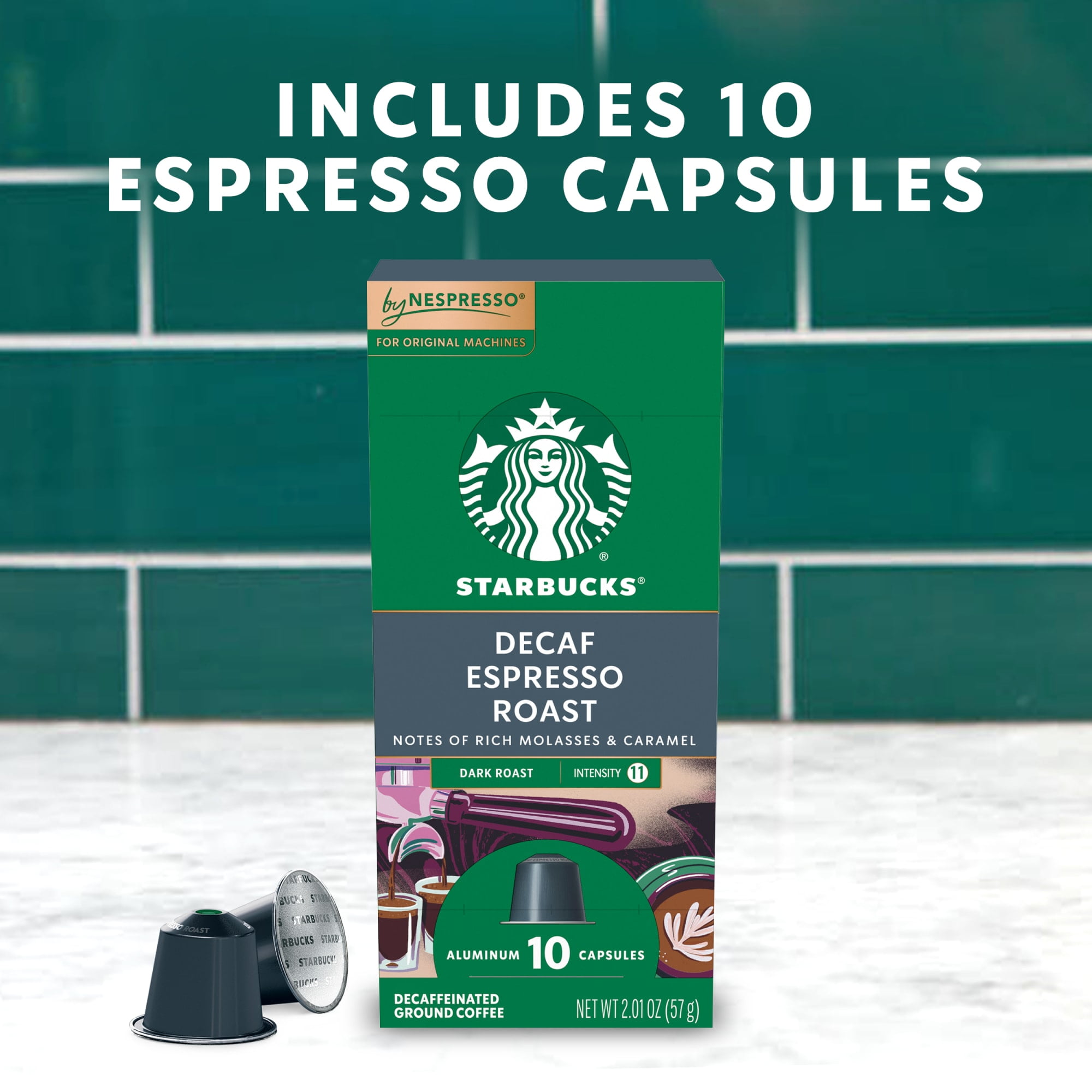 (5 pack) Starbucks By Nespresso Original Line, Decaf Espresso Roast, Dark Roast Nespresso Pods, 10 ct