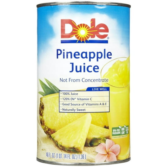 Dole 100% Pineapple Juice - 46 oz (Pack of 2)