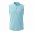 thumbnail image 3 of yillto Men Tank Tops Sleeveless Shirts Round Neck Buttons Beach Vacation Tees Solid Color Loose Summer Tshirts, 3 of 6