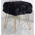 thumbnail image 1 of Ornavo Home Mirage Square Woven Velvet Ottoman with Gold Metal Legs, 1 of 5