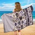 thumbnail image 4 of Garronmavis Purple Floral Car Seat Towel Cover Stain Resistant With Storage Bag Front Seat Protection for Post Workout Outdoor Use for Most Cars SUV Trucks Sedan Van, 4 of 9