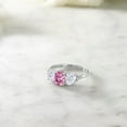 thumbnail image 4 of Gem Stone King 10K White Gold Pink and White Moissanite and White Diamond Engagement 3-Stone Engagement Ring for Women (1.92 Cttw, Size 9), 4 of 4