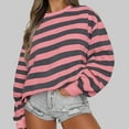 thumbnail image 3 of Tittly Sweatshirt for Women Womens Pullover Oversized Sweatshirt For Women Striped Pullover Crewneck Long Sleeve Shirts Crewneck Sweatshirts Women Graphic Sweatshirts for Women Pink S, 3 of 4