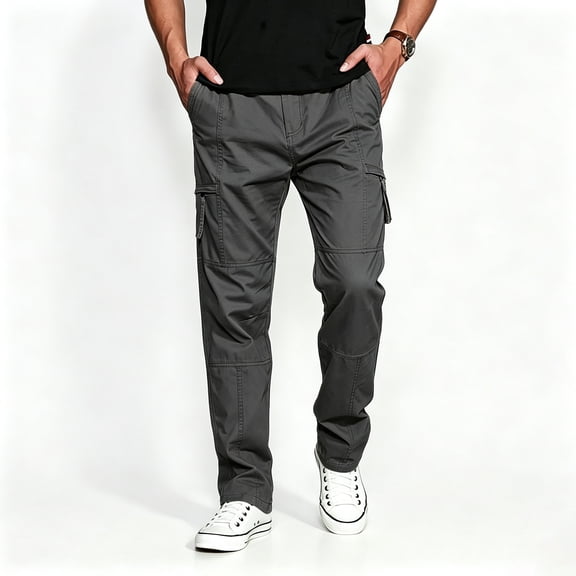 Men Breathable Utility Cargo Pants Rugged Light Multi Storage Tapered Outdoor Work Pants S-XL