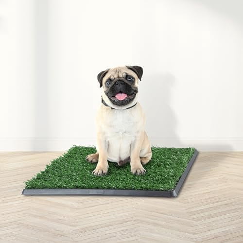 Artificial Grass Puppy Pee Pad with Tray, Reusable Dog Potty Training Mat for Indoor & Outdoor Use, Easy Clean Artificial Turf Surface for Dogs and Small Pets, Fake Grass Potty
