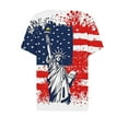 thumbnail image 5 of Fashion American Flag Shirts Women Cute Henley V Neck Button Down Shirts USA Flag Graphic Short Sleeve Tops Summer Dressy Casual Blouses Independence Day Patriotic T-Shirts Summer Tees, 5 of 5