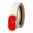 thumbnail image 1 of Cinturón de mujer Catelles de cuero vacuno con hebilla automática de aleación,blanco,ancho de 2.4cm resistente al desgaste,versátil para el uso diario,caja de regalo y para cinturade 115cm, 1 of 10