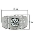 thumbnail image 2 of Mens Ring Round Cut Unique Stainless Steel Ring with AAA Grade CZ in Clear, 2 of 7