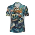 thumbnail image 2 of Daiia Colorful Plant Turtle Pattern Men’s Polo Shirts,Solid Deck Shirt,Classic Fit, Breathable Cotton Polo for Casual and Sport Wear-Medium, 2 of 7