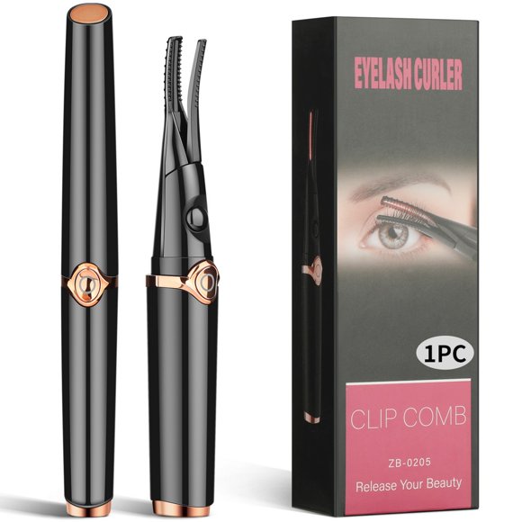 Heated Eyelash Curler, USB Rechargeable Electric Heating Eyelash Curler for Women, 3 Temperature Modes 2 in 1 Clip-Type Eyelash Curler with Built-in Comb Fast Heating & Long Lasting