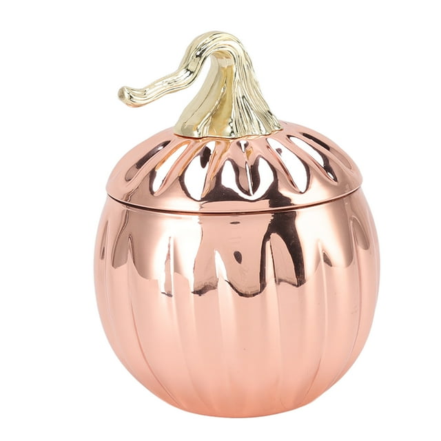 Copa de vino de calabaza de acero inoxidable con forma de calabaza, color oro rosa, sencilla y práctica, con tapa para bar en casa.