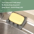 thumbnail image 5 of WOVTE Silicone soap box with shower/bathroom/kitchen/countertop drain, sponge holder, saves soap, keeps soap bars dry and clean (gray, 2 units), 5 of 6