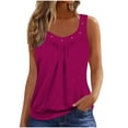 thumbnail image 3 of Jinhomg Womens V Neck Tank Top Summer Tops for Women Loose Fit Sleeveless Pleated Blouses Trendy Casual Tunic Shirts Watermelon Red XXXL, 3 of 6