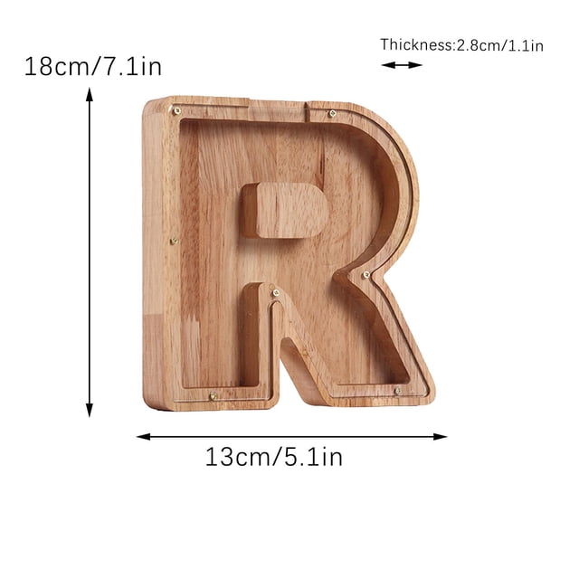 Agiferg Personalized Wooden Name Money Box Wooden Deposit Box Twenty Six English Letters
