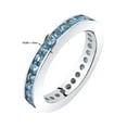 thumbnail image 3 of PEORA Swiss Blue Topaz Classic Eternity Ring Band for Women 925 Sterling Silver, Genuine Gemstone, 1.25 Carats total, 3mm width, Size 8, Engagement, Promise, Statement Ring, w/Jewelry Box, 3 of 4