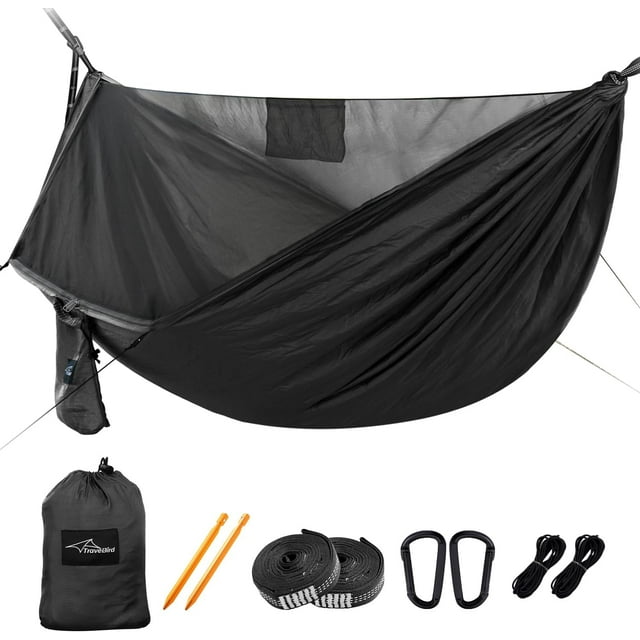 Camping Haock with Mosquito Net and Sunshade Backing Haock with Ridge Rope Tree Straps Lightweight Portable Haocks for Outside Hiking and Travel
